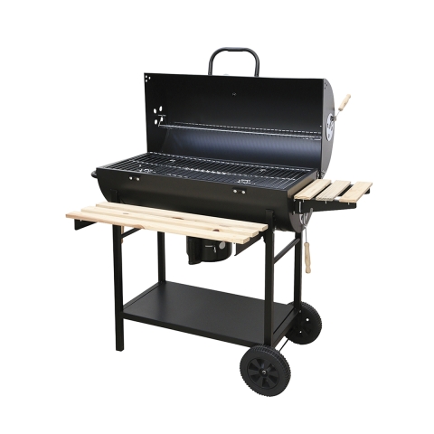 Houtskoolbarbecue met deksel, wielen en 2 houten planken Matambre Aanbieding
