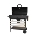 Houtskoolbarbecue met deksel, wielen en 2 houten planken Matambre Voorraad