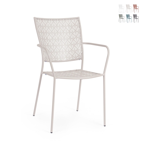 Stapelfauteuil voor de tuin met armleuningen van staal Bizzotto Lizette Aanbieding