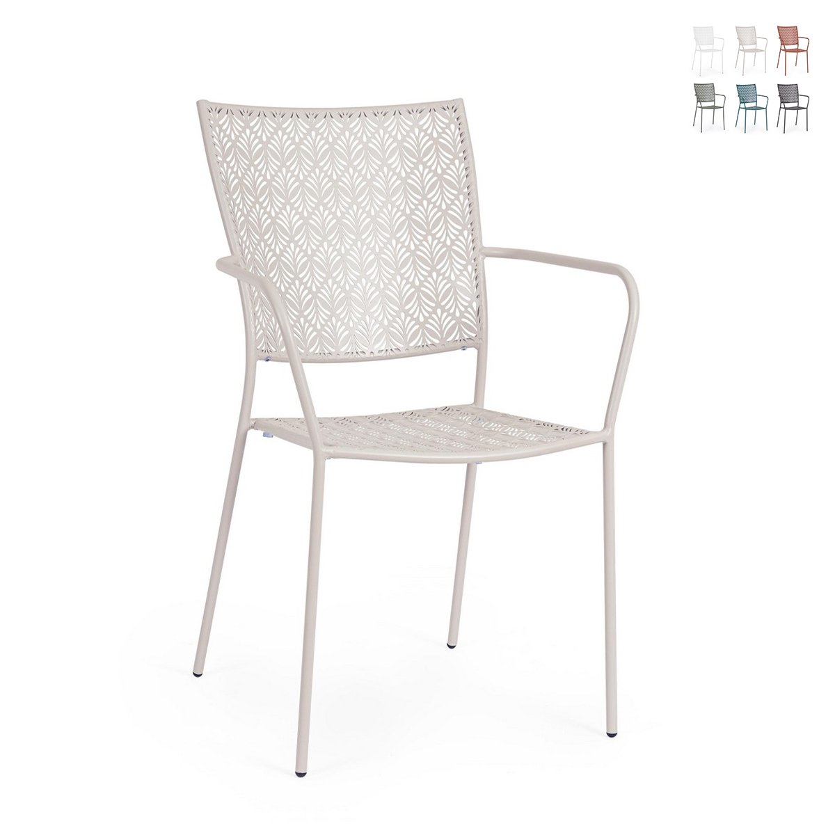 Stapelfauteuil voor de tuin met armleuningen van staal Bizzotto Lizette Aanbieding