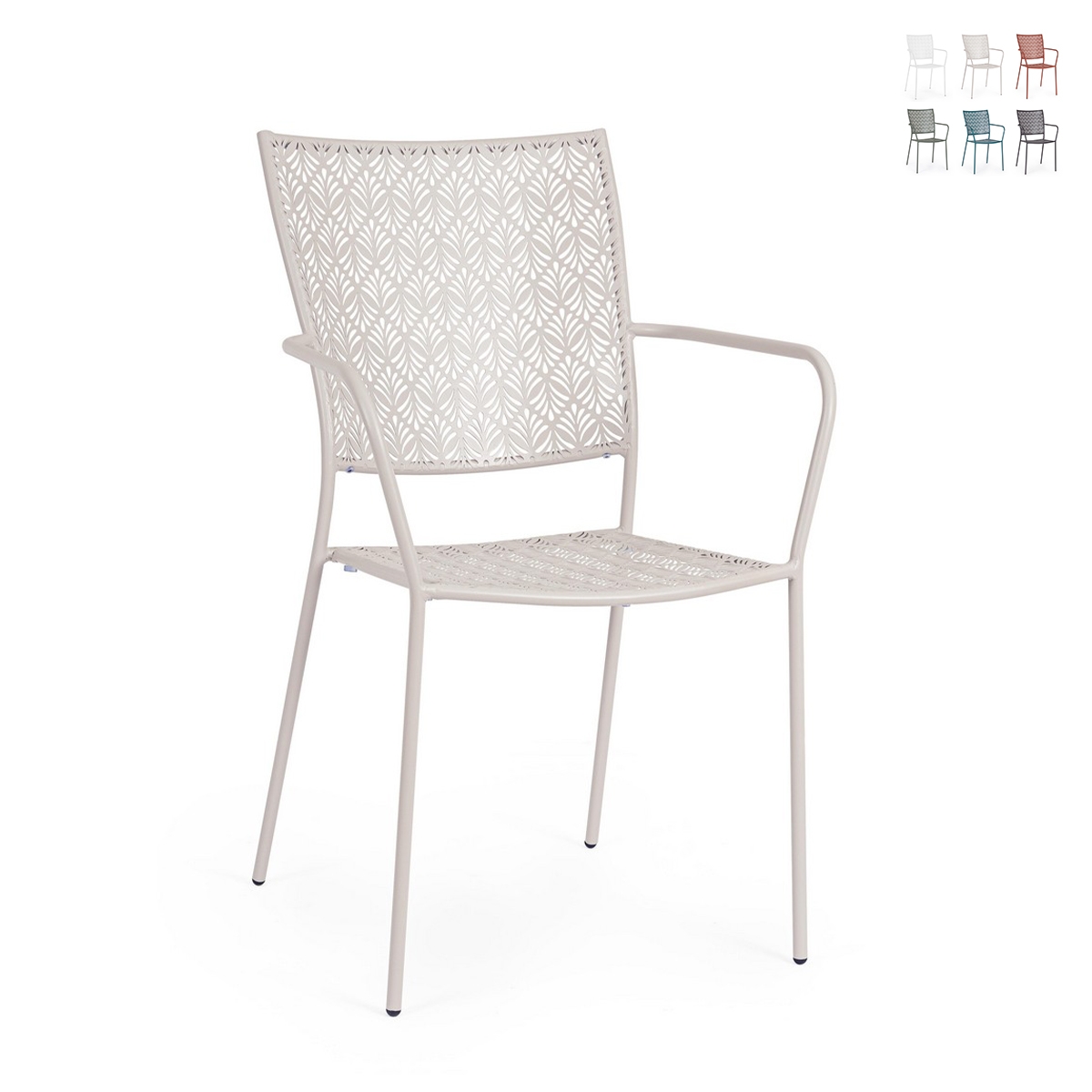 Stapelfauteuil voor de tuin met armleuningen van staal Bizzotto Lizette