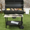 Houtskoolbarbecue met deksel, wielen en 2 houten planken Matambre Aanbod