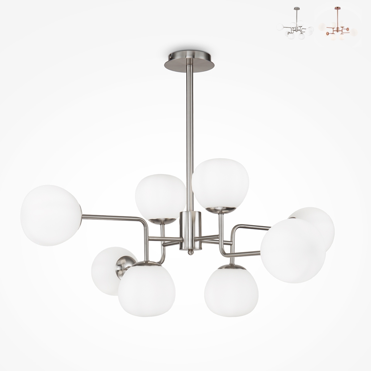 Moderne hanglamp woonkamer met 8 witte glazen bollen Erich Maytoni Verkoop