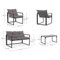 Tuinset Bizzotto Ilda met 2 fauteuils, bank en tafeltje Afmetingen