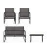 Moderne tuinset met bank, 2 fauteuils en salontafel Bizzotto Gonzalo 