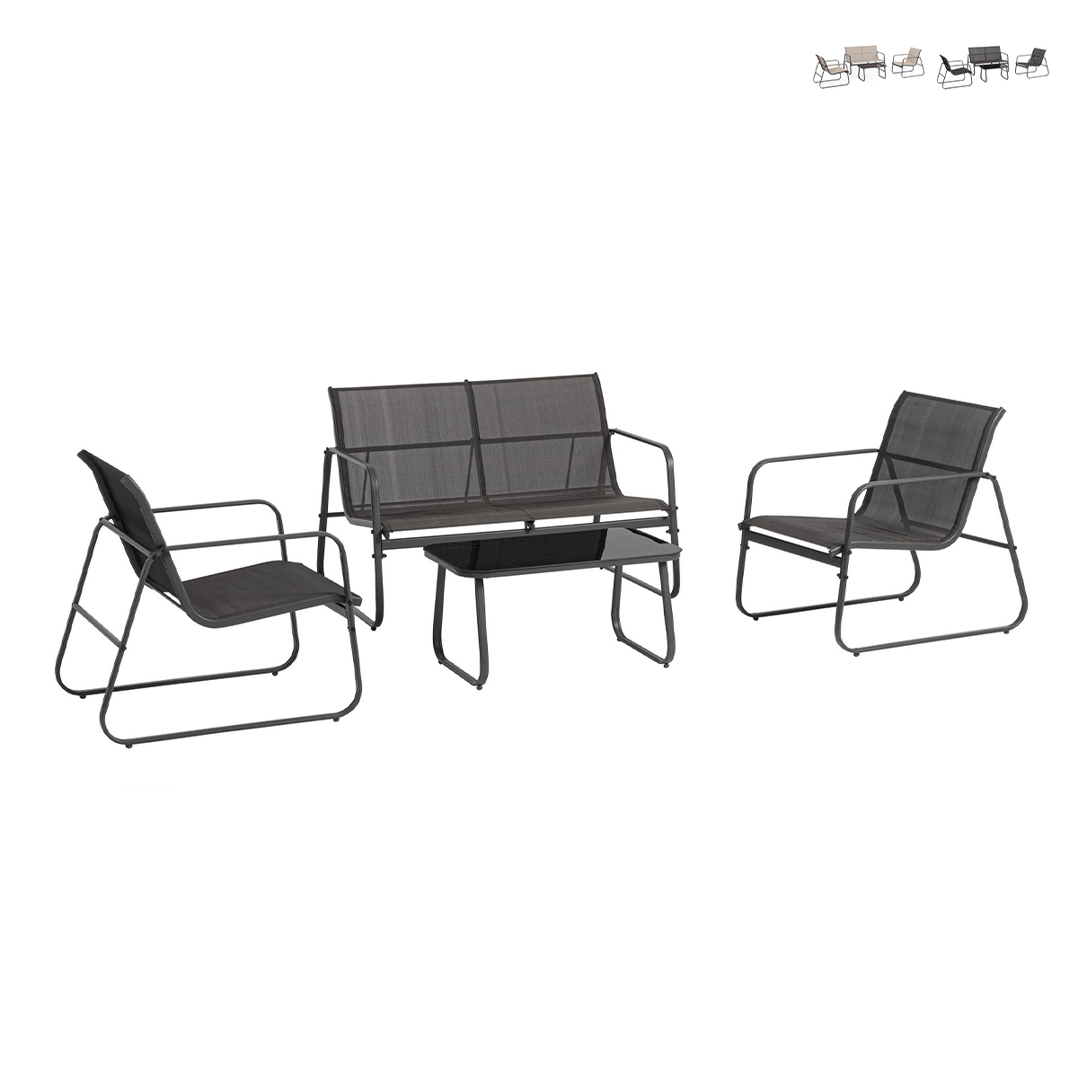 Moderne tuinset met bank, 2 fauteuils en salontafel Bizzotto Gonzalo Aanbod Moderne tuinset met bank, 2 fauteuils en salontafel Bizzotto Gonzalo Aanbod