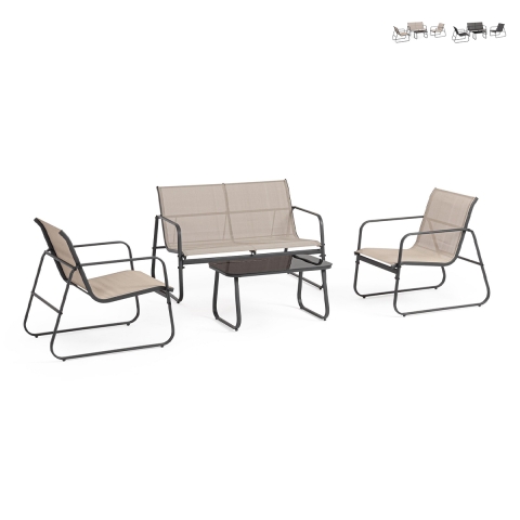 Moderne tuinset met bank, 2 fauteuils en salontafel Bizzotto Gonzalo Aanbieding