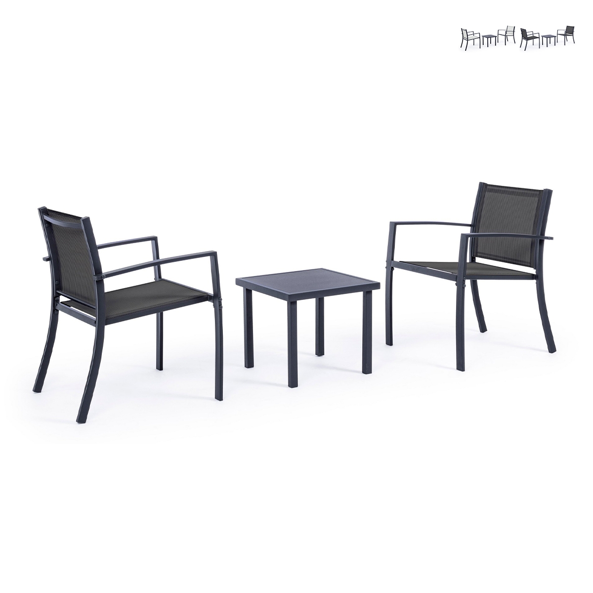 Moderne tuinset 2 stoelen met tafeltje 45x45cm Bizzotto Auri