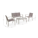 Tuinset met bank, 2 stoelen in taupe textileen en tafeltje Peder Verkoop