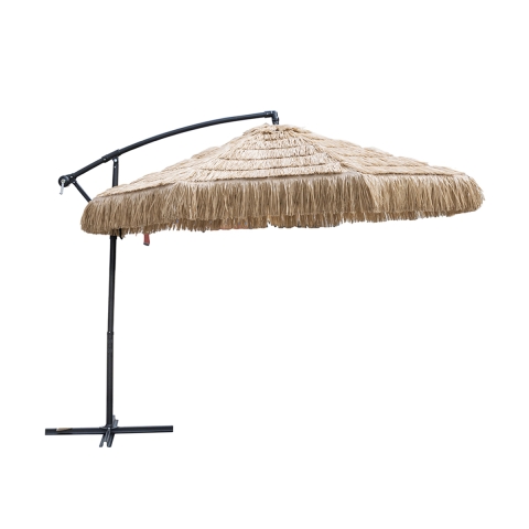 Kiso Plus 3m zweefparasol met rietlook voor de tuin Aanbieding