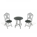 Set buitentafel met 2 opklapbare stoelen in zwart ijzer Provence Breakfast Aanbieding