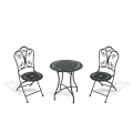 Set buitentafel met 2 opklapbare stoelen in zwart ijzer Provence Breakfast Aanbieding