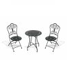 Set buitentafel met 2 opklapbare stoelen in zwart ijzer Provence Breakfast Aanbieding