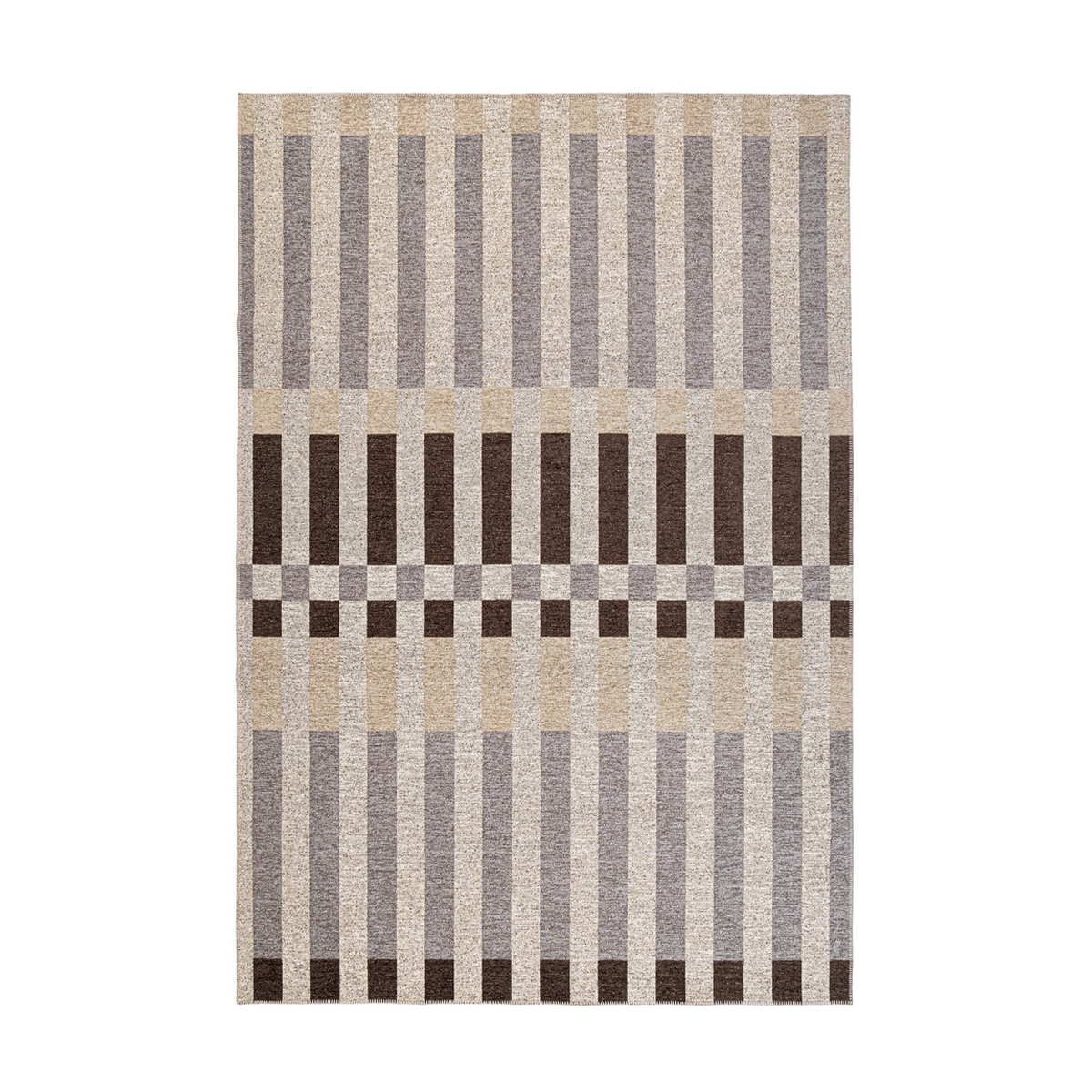 Grijs, bruin en beige polyester buiten- en binnentapijt Hada