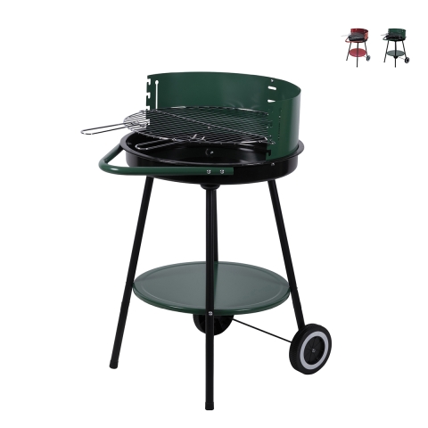 Houtskoolbarbecue met wielen en verstelbaar rond rooster Ø 48cm Kivra Aanbieding