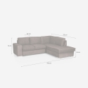 Moderne 3-zitsbank met chaise longue rechts in chenille stof Zafin 
