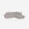 Moderne 3-zitsbank met chaise longue rechts in chenille stof Zafin 