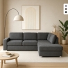Moderne 3-zitsbank met chaise longue rechts in chenille stof Zafin Aanbieding