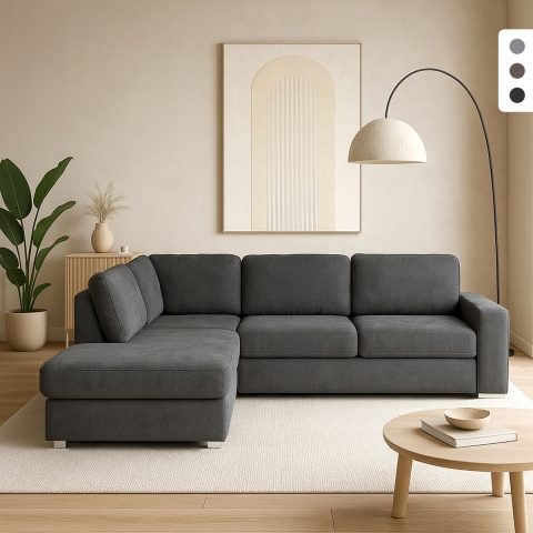 3-zits slaapbank met opbergruimte linkse chaise longue Veyro Aanbieding