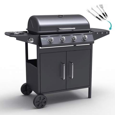 Roestvrij stalen BBQ gasbarbecue met 4+1 branders en grill Ayrshire