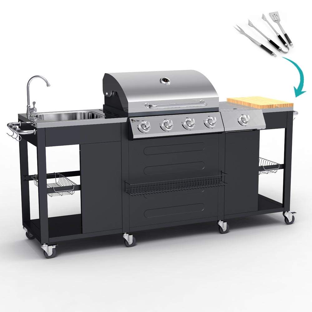 Beefmaster Barbecue BBQ professioneel gas roestvrij staal 4+ Barbecue BBQ Professioneel Gas Roestvrij Staal 4+1 Branders