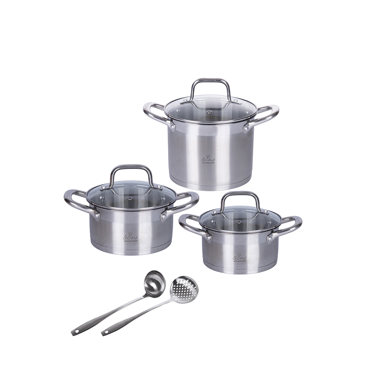 8-delige pannenset met accessoires in roestvrij staal 18/0 Sovra Aanbieding 8-delige pannenset met accessoires in roestvrij staal 18/0 Sovra Aanbieding