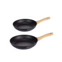 Set van 2 antiaanbakpannen van aluminium met houten handvat Fuji zwart Aanbieding