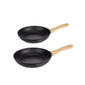 Set van 2 antiaanbakpannen van aluminium met houten handvat Fuji zwart Aanbieding
