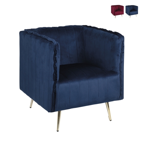 Vintage fluweelachtige stoffen kuipstoel Ravira Aanbieding
