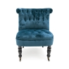 Vintage lounge stoel fluweeleffect met 2 wielen Vesta 
