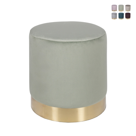 Cilindrische design poef met fluweeleffect en gouden band Ostara Aanbieding