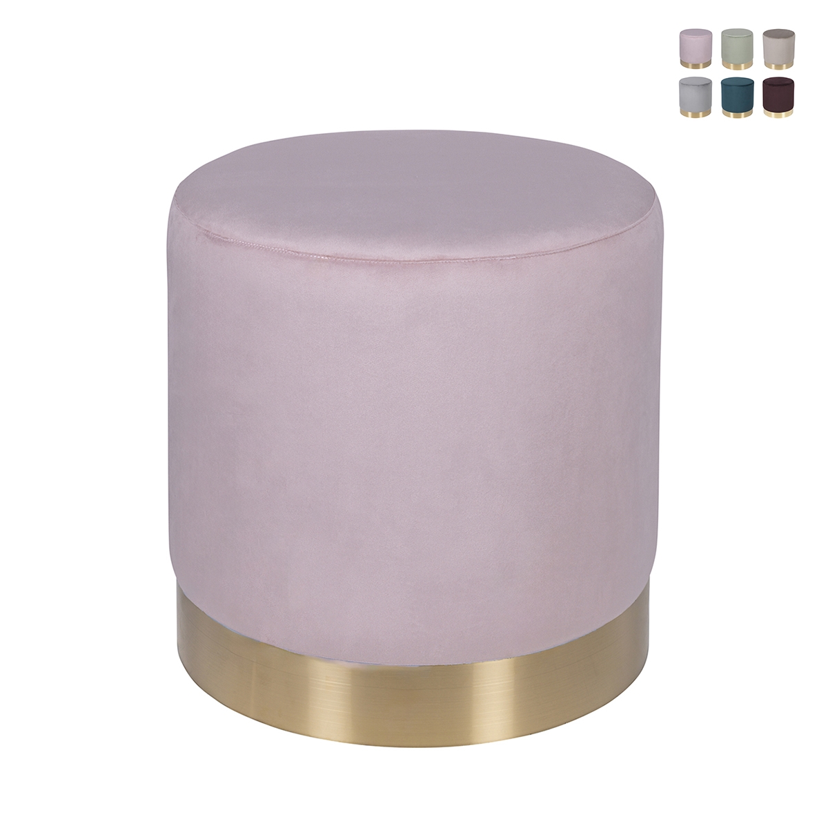 Cilindrische design poef met fluweeleffect en gouden band Ostara Aanbod Cilindrische design poef met fluweeleffect en gouden band Ostara Aanbod