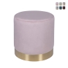 Cilindrische design poef met fluweeleffect en gouden band Ostara Aanbod