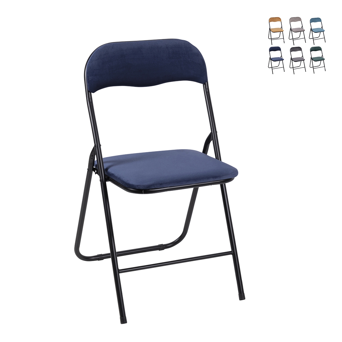 Set van 6 opvouwbare stoelen met fluwelen beklede zitting Pexis