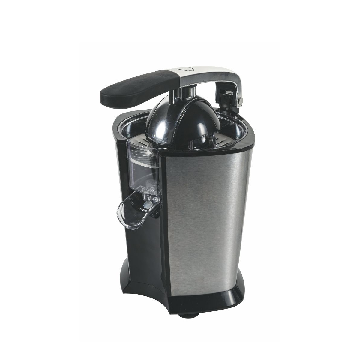 Elektrische citruspers met hefboom, roestvrijstalen filter en schenktuit 160W Juicy Aanbieding Elektrische citruspers met hefboom, roestvrijstalen filter en schenktuit 160W Juicy Aanbieding