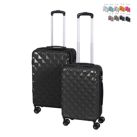 Set van 2 koffers met 4 wielen 360° en dubbele ritssluiting Diamond Aanbieding