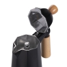 Zwarte Moka koffiepot, 6 kopjes, aluminium met houten handgreep Industry Verkoop