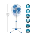 Staande ventilator, kruisvoet, 3 snelheden, 45 W, 133 cm, ArticFresh Afmetingen
