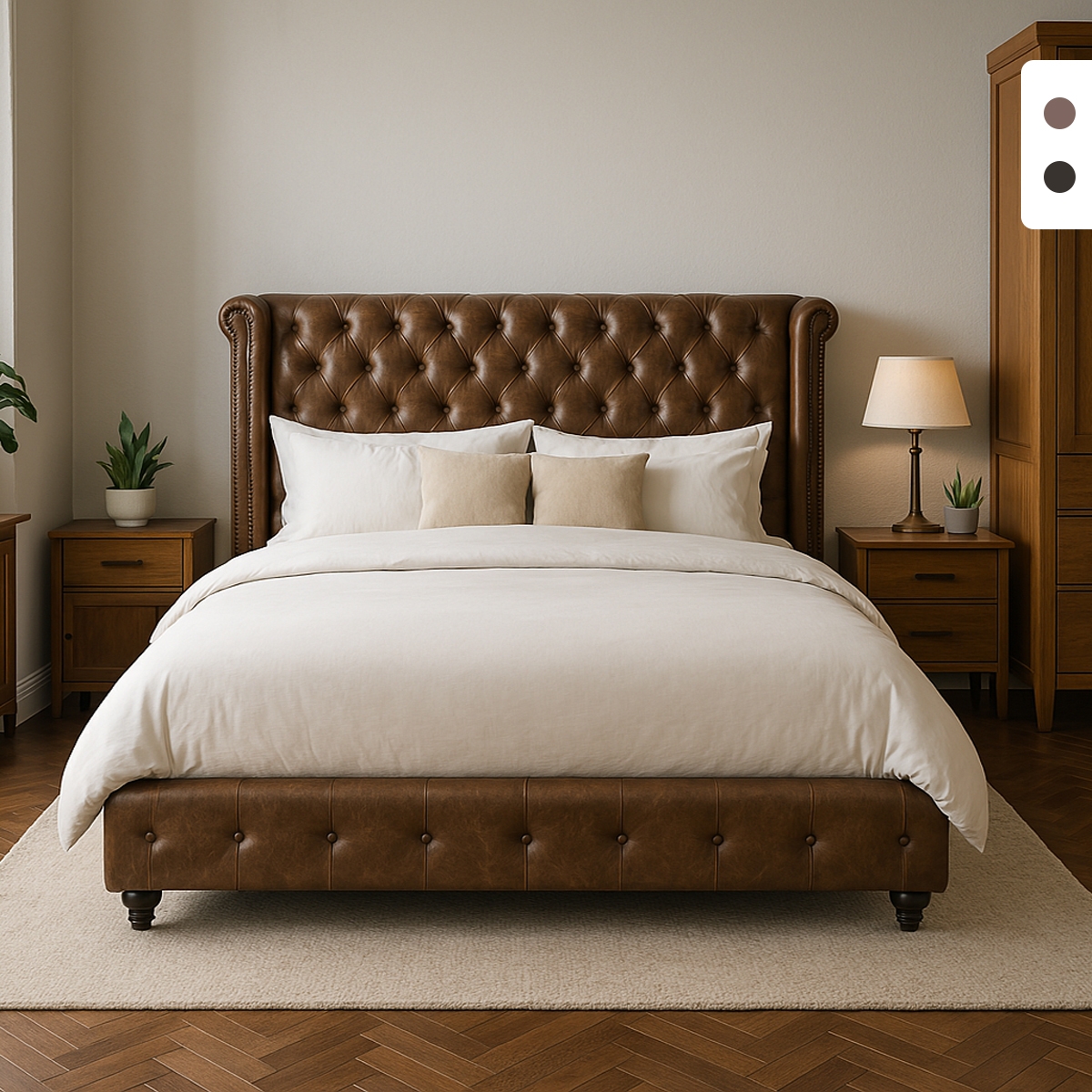 Chesterfield tweepersoonsbed 160x190 cm in kunstleer Chur Aanbieding Chesterfield tweepersoonsbed 160x190 cm in kunstleer Chur Aanbieding