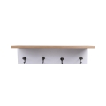 Houten wandplank met 4 ijzeren haken 60x16x16 Romia Aanbieding