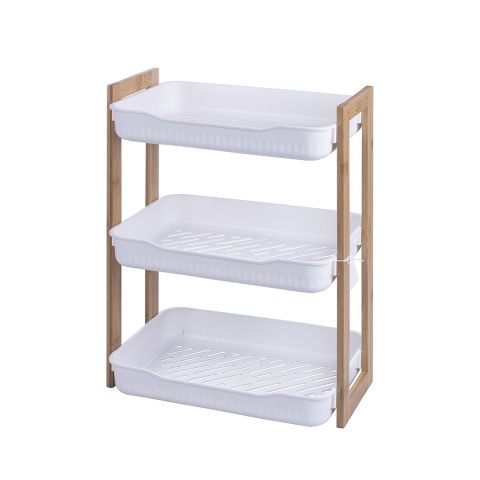 Mobiele kast met 3 legborden van hout en kunststof 35x20,5x45cm Senia Aanbieding