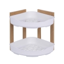 Hoekplank voor douche in hout met 2 planken plastic 23x23x27cm Aliva Aanbieding