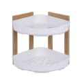 Hoekplank voor douche in hout met 2 planken plastic 23x23x27cm Aliva Aanbieding