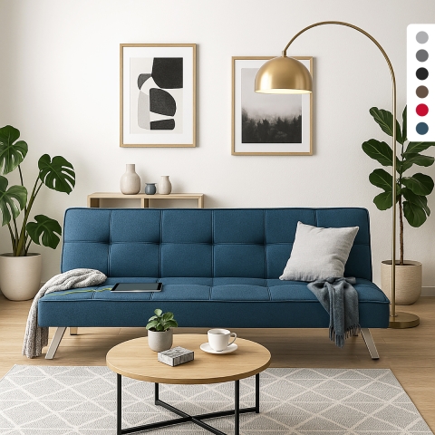 Design slaapbank Astralis van stof met USB-poort en metalen poten Aanbieding