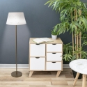 Staande vloerlamp van gesatineerd metaal met witte lampenkap Kirosh Verkoop