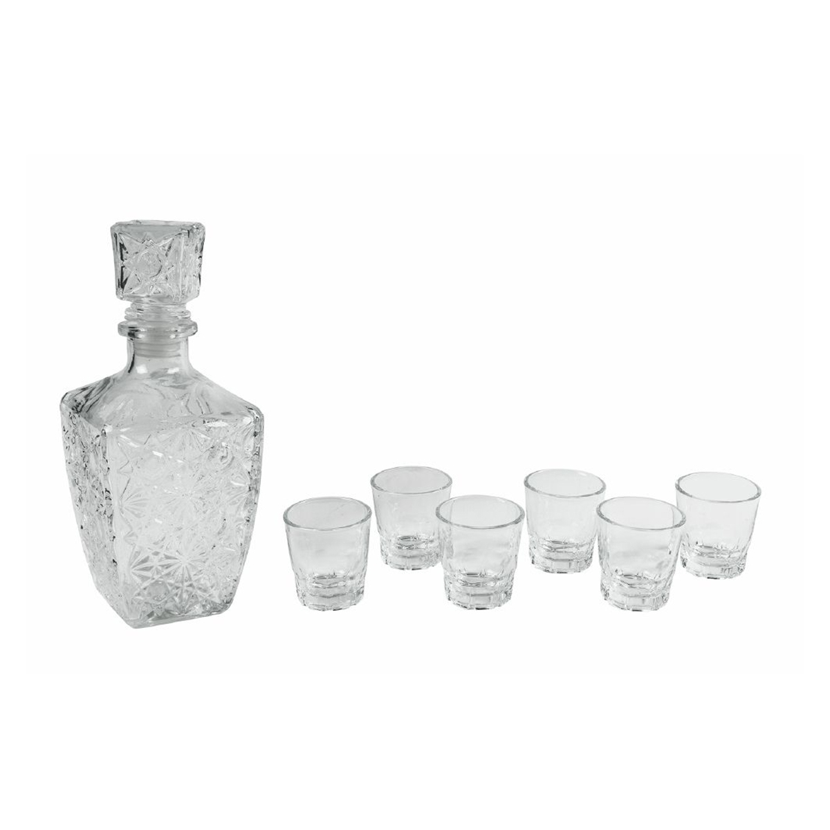 Set van glazen karaf voor likeur + 6 glazen Diamante Aanbieding Set van glazen karaf voor likeur + 6 glazen Diamante Aanbieding