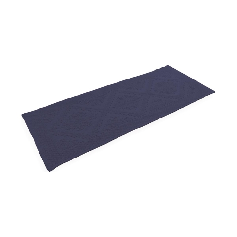 Elegante blauw vloerkleed voor badkamer 60x150 cm, antislip, katoen, Lukas Aanbieding