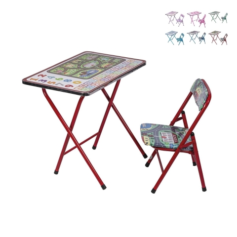 Opvouwbare en ruimtebesparende kinderstoel en -tafel Baska Aanbieding