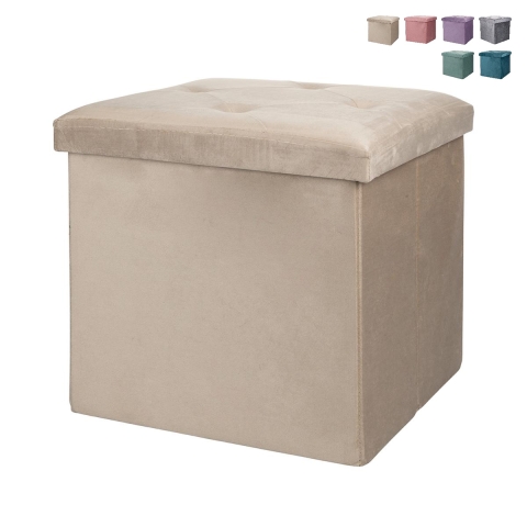 Vierkante opbergpoef 38x38cm multifunctioneel fluweel-effect Yushka Aanbieding