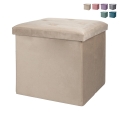 Vierkante opbergpoef 38x38cm multifunctioneel fluweel-effect Yushka Aanbieding
